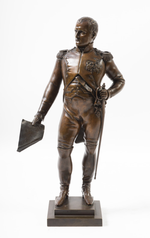 "Napoleón", escultura de bronce patinado, con inscripción g