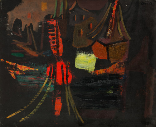 FRANCISCO BORES, "El puerto de Dieppe", 1933, Óleo sobre li