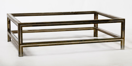 Mesa de café de acero y latón dorado, España, años 70