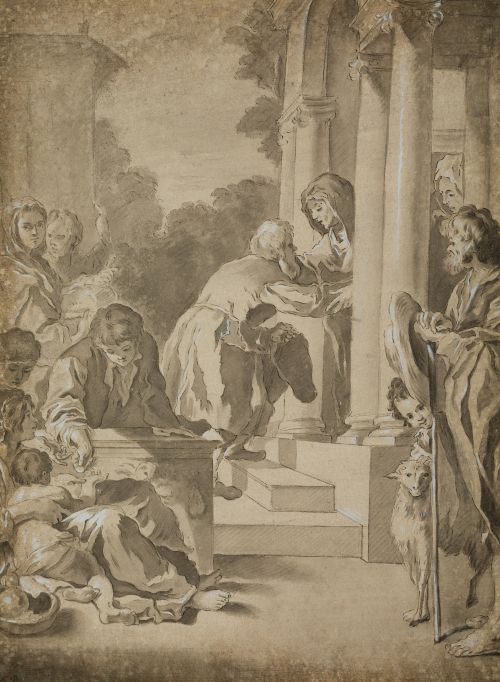ANTONIO BALESTRA, "Abrazo de san Joaquín y santa Ana en la