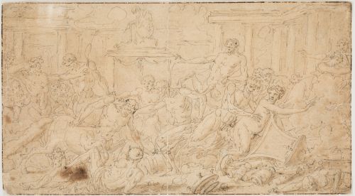 ESCUELA ITALIANA, "Batalla de Lapitas y Centauros", Pluma.