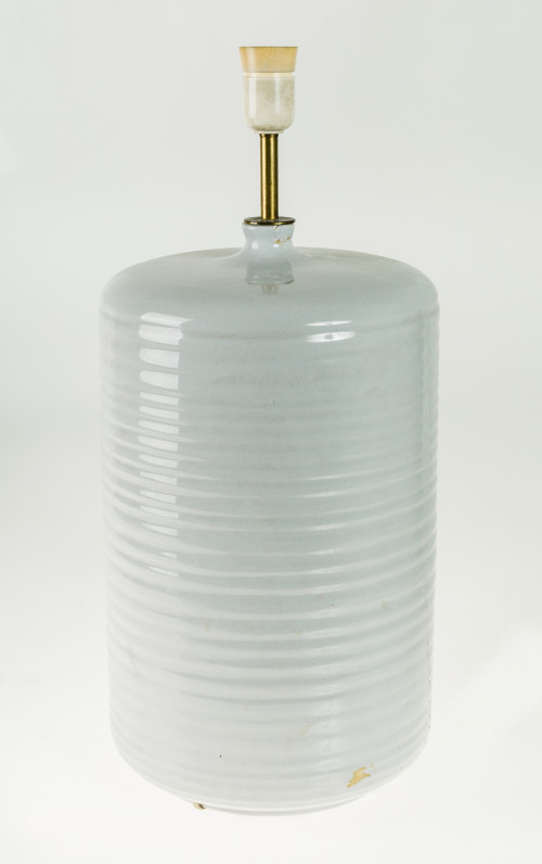 Lámpara de sobremesa de cerámica vidriada en blanco, años 80