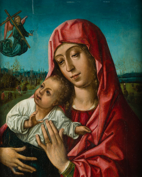 MAESTRO DE LOS LUNA, "Virgen con Niño", Óleo sobre tabla