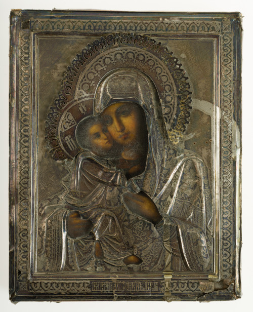  ESCUELA RUSA, "Virgen con el Niño", Temple sobre tabla 