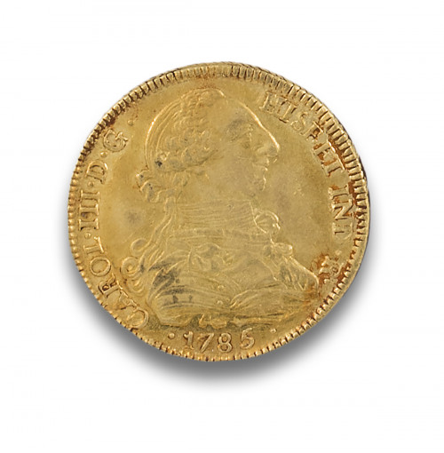 MONEDA DE ORO DE OCHO ESCUDOS DE CARLOS III