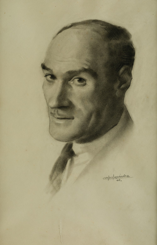 ESCUELA ESPAÑOLA, "Retrato de caballero", 1945, Carboncill