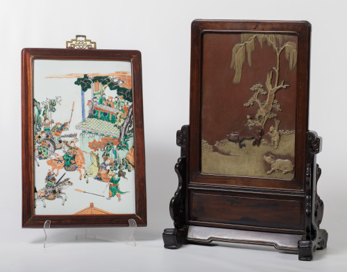 Placa de porcelana esmaltada, Familia Verde, China, S. XX