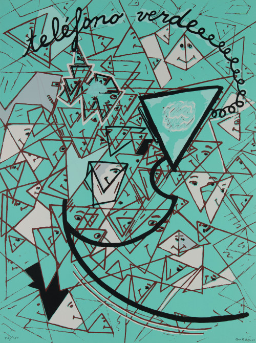 LUIS GORDILLO, "Teléfono verde", Serigrafía sobre papel