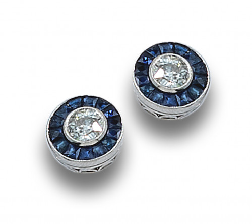 PENDIENTES OJO DE PERDIZ EN PLATINO, ZARIFO Y DIAMANTES