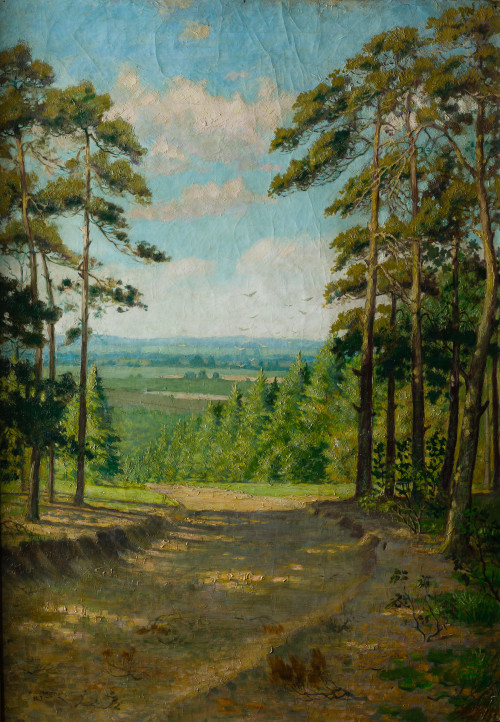 WILLEM LEENDERT WIEGMANS, "Camino arbolado", 1917, Óleo sob
