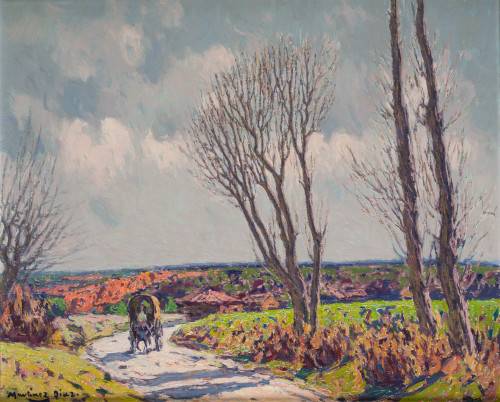 RAFAEL MARTÍNEZ DÍAZ, "Paisaje con camino", Óleo sobre lien