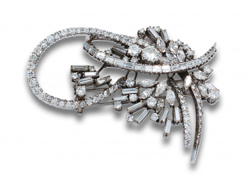 BROCHE AÑOS 50 EN ORO BLANCO Y DIAMANTES
