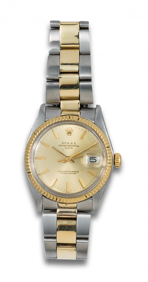 RELOJ DE PULSERA ROLEX OYSTER PERPETUAL DATE, EN ACERO Y ORO