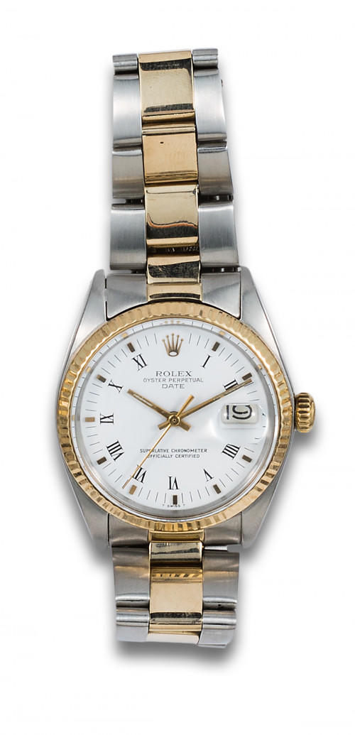 RELOJ DE PULSERA ROLEX OYSTER PERPETUAL DATE, EN ACERO Y ORO