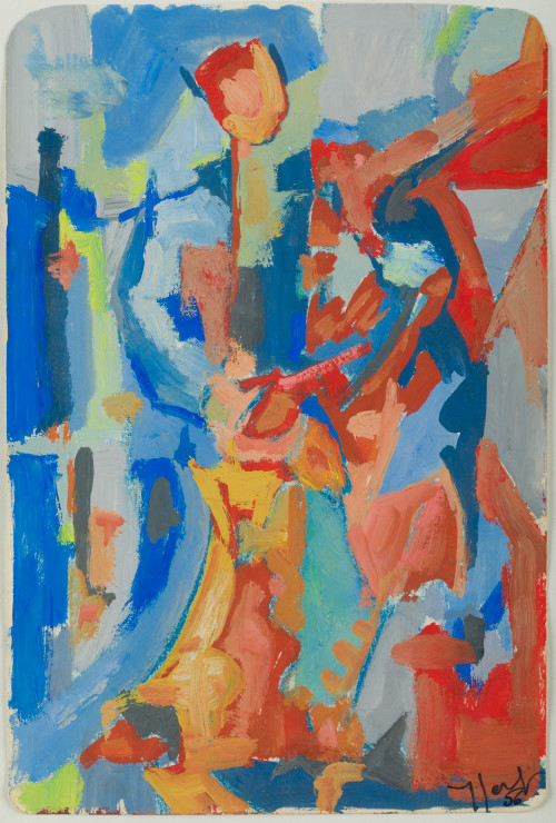 YVES JOBERT, "Abstracción", 1956, Gouache sobre papel