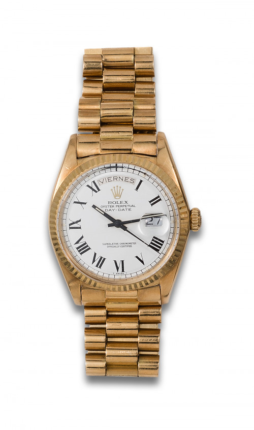 RELOJ DE PULSERA ROLEX OYSTER PERPETUAL DAY - DATE, EN ORO 