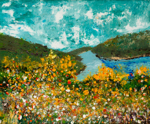 NELSON ZÚMEL, "Paisaje", Óleo sobre táblex