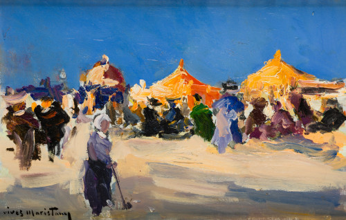 VIVES  MARISTANY, "Feria", Óleo sobre tabla