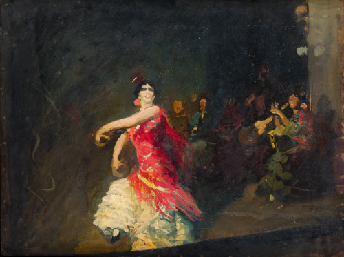MANUEL  BENEDITO VIVES, "Baile flamenco", 1913, Óleo sobre 