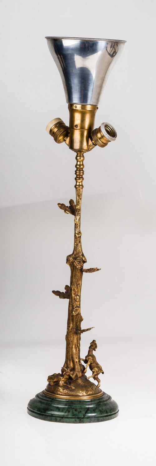 Lámpara de sobremesa de bronce dorado, med. S.XX