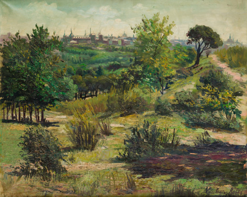 EULOGIO ROSAS, "Pareja de paisajes", 1957, Óleos sobre lien
