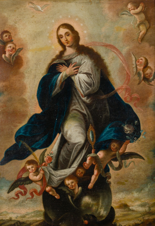 SEGUIDOR DE MATEO CEREZO, "Inmaculada Concepción", Óleo sob
