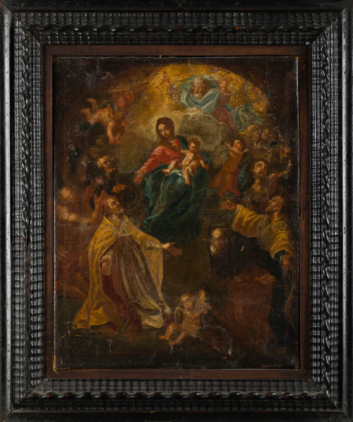  ESCUELA ITALIANA, "La Virgen con el Niño rodeada de santos