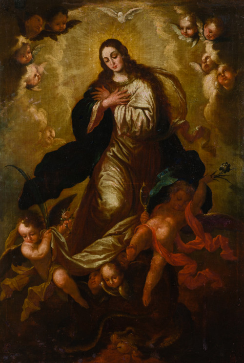 SEGUIDOR DE MATEO CEREZO , "Inmaculada Concepción", Óleo so