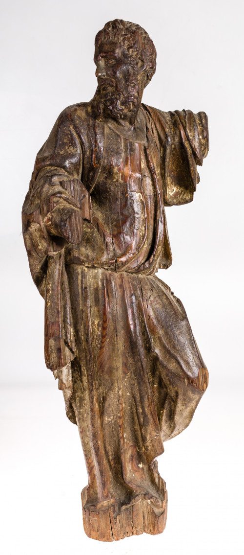 ESCUELA CASTELLANA  , "Santo apóstol", Madera de pino talla