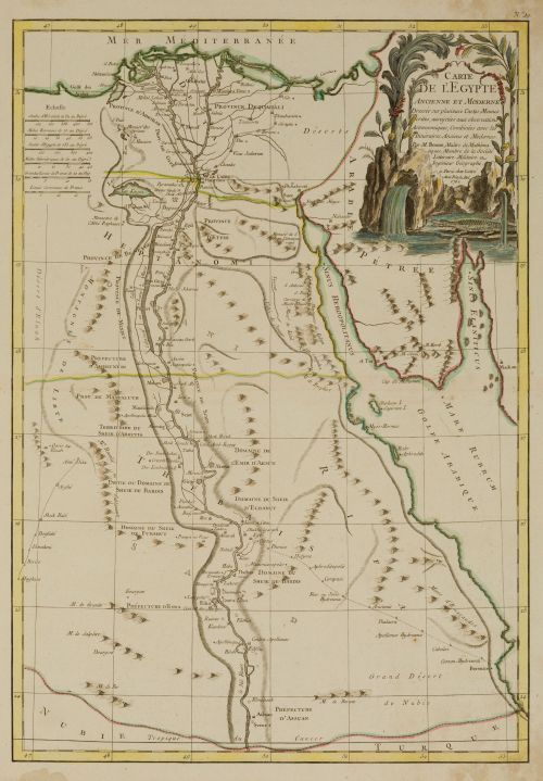 RIGOBERT  BONNE, "Egipto", 1762, Grabado al cobre coloreado