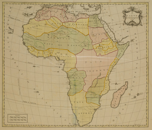 JOHN  GIBSON, "Mapa de África", 1755, Grabado al cobre colo