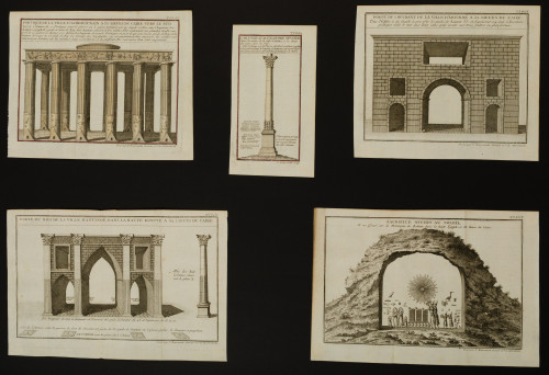 PIERRE NICOLAS RANSONNETTE, "Arquitectura", Cinco grabados 