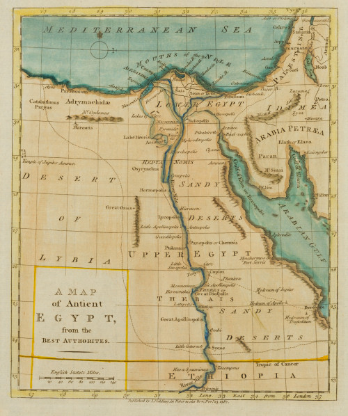 JOHN FIELDING, "Mapa del Antiguo Egipto", 1782, Grabado al 