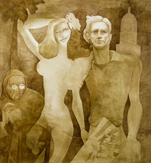 FRANCISCO SERNA SERNA, "Joven pareja con celestina", 1988, 