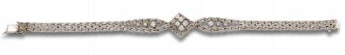 PULSERA MALLA, AÑOS 50, DE DIAMANTES Y ORO BLANCO