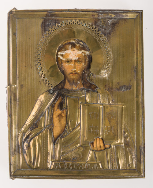  ESCUELA RUSA, "Cristo Pantócrator", Temple sobre tabla