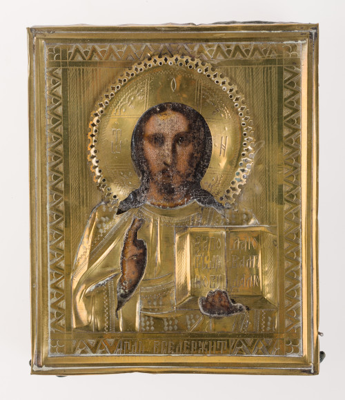  ESCUELA RUSA, "Cristo Pantócrator·", Temple sobre tabla