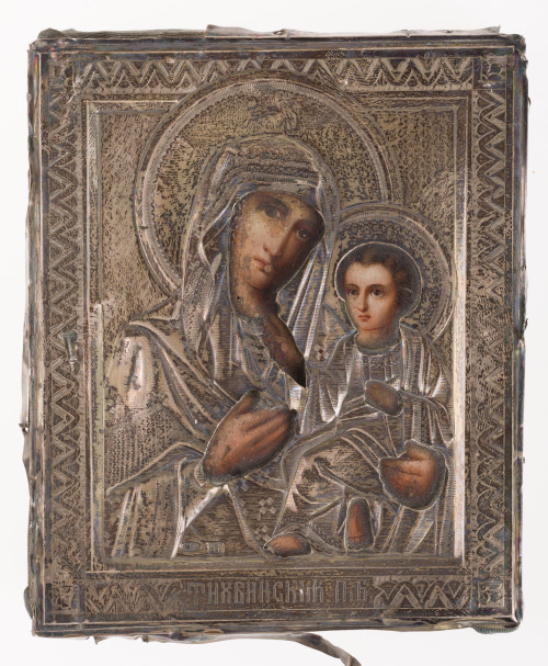  ESCUELA RUSA, "La Virgen con Niño", Temple sobre tabla