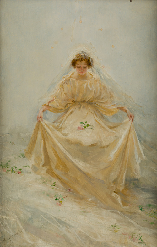 JOSE GARNELO Y ALDA, "La novia", Óleo sobre tabla