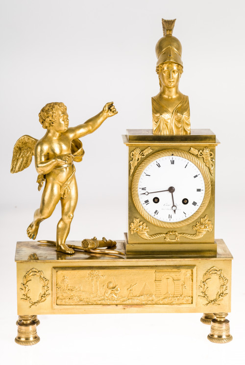 Reloj francés bronce dorado Cupido XIX