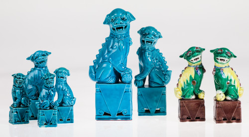 Dos leones de Fo en porcelana, China, S. XX