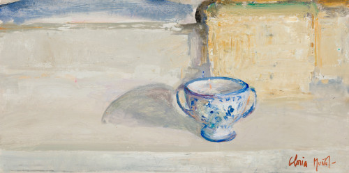 GLORIA MUÑOZ, "Altar con taza", Óleo sobre tabla