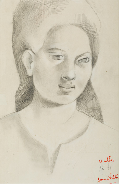 JAVIER VILATO, "Retrato femenino", 1941, Grafito sobre pape