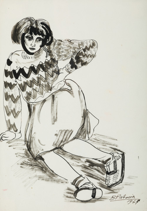 BENJAMÍN PALENCIA, "Joven", 1949, Tintas sobre papel 