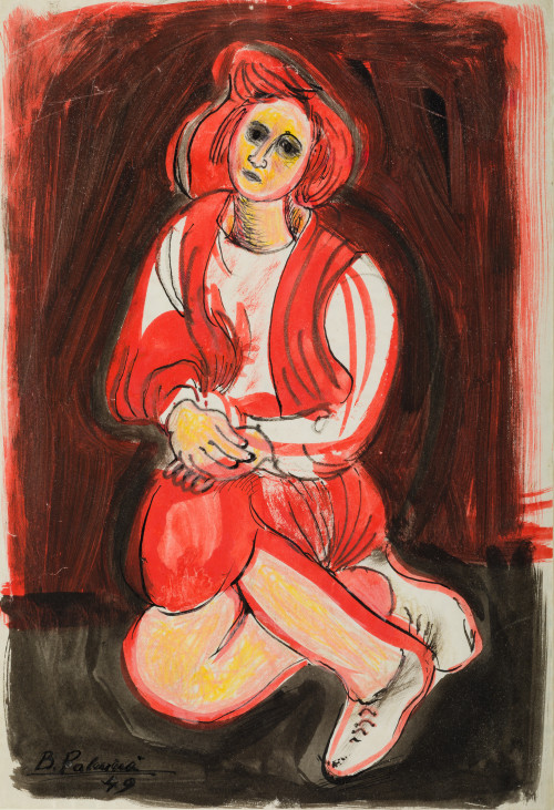 BENJAMÍN PALENCIA, "Joven", 1949, Tintas y acuarela sobre p