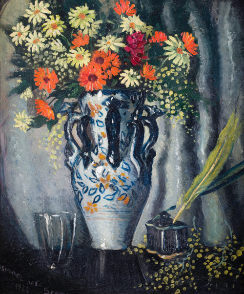 ISMAEL GONZÁLEZ DE LA SERNA, "Jarrón con flores", 1922, Óle