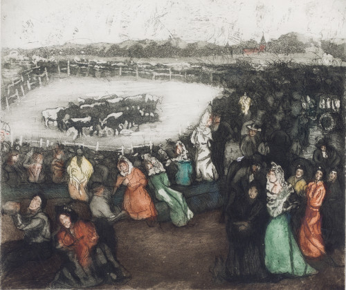 FRANCISCO ITURRINO GONZALEZ, "Corrida de Toros", Grabado