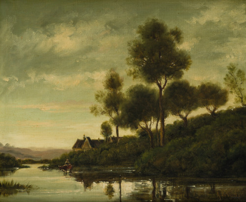 ADOLPHE DE VILLERS, "Paisaje", Óleo sobre lienzo