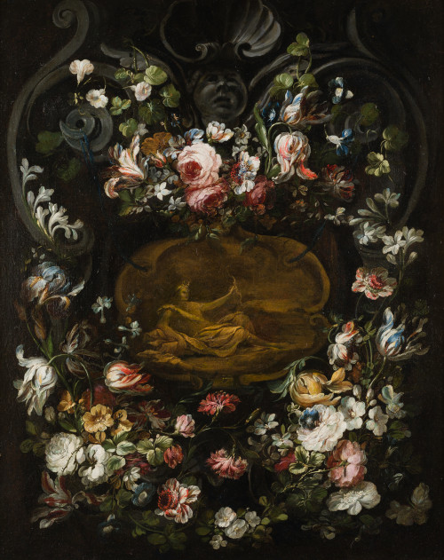 GABRIEL DE LA CORTE, "Guirnaldas de flores con mascarones y