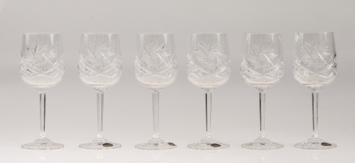 Seis copas de cristal tallado, Bohemia, S.XX